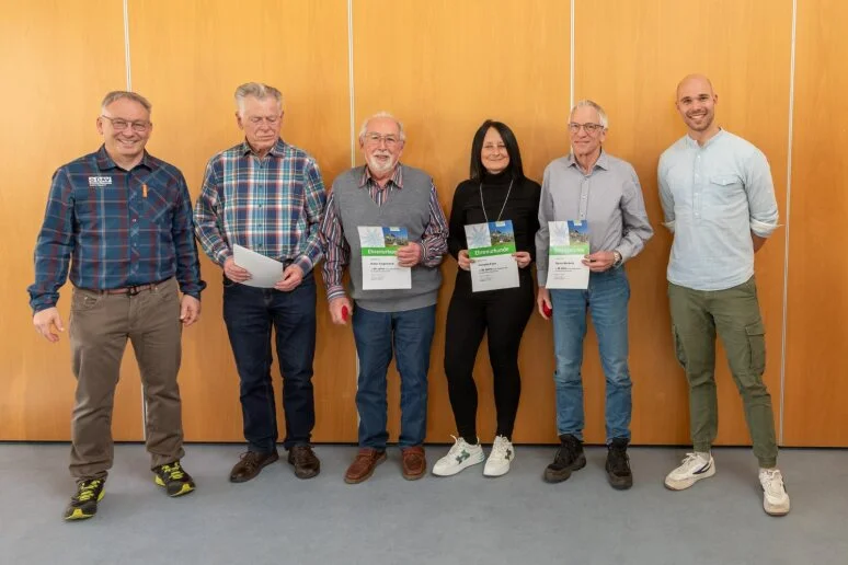 © 40 Jahre - v.l.n.r. Klaus Hassler, Karl-Heinz Mohr, Dieter Engelhardt, Cornelia Fuss, Benno Weckerle, Philippe Pieper