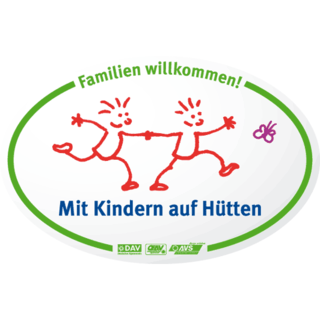 DAV Logo Mit Kindern auf Huetten Kampagnenschild 320x320