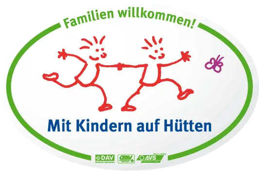 Kampagnenschild " Mit Kindern auf Hütten" | © DAV
